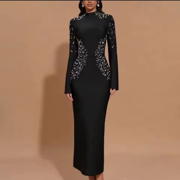 Color Dresses For Women Round Neck Flare Sleeve High Waist Slimming Elegant Dres - Picture 1 of 5